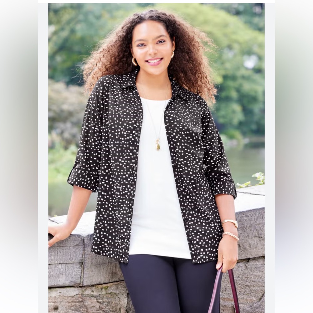 Reference Point Black Polka Dot Blouse - image 6